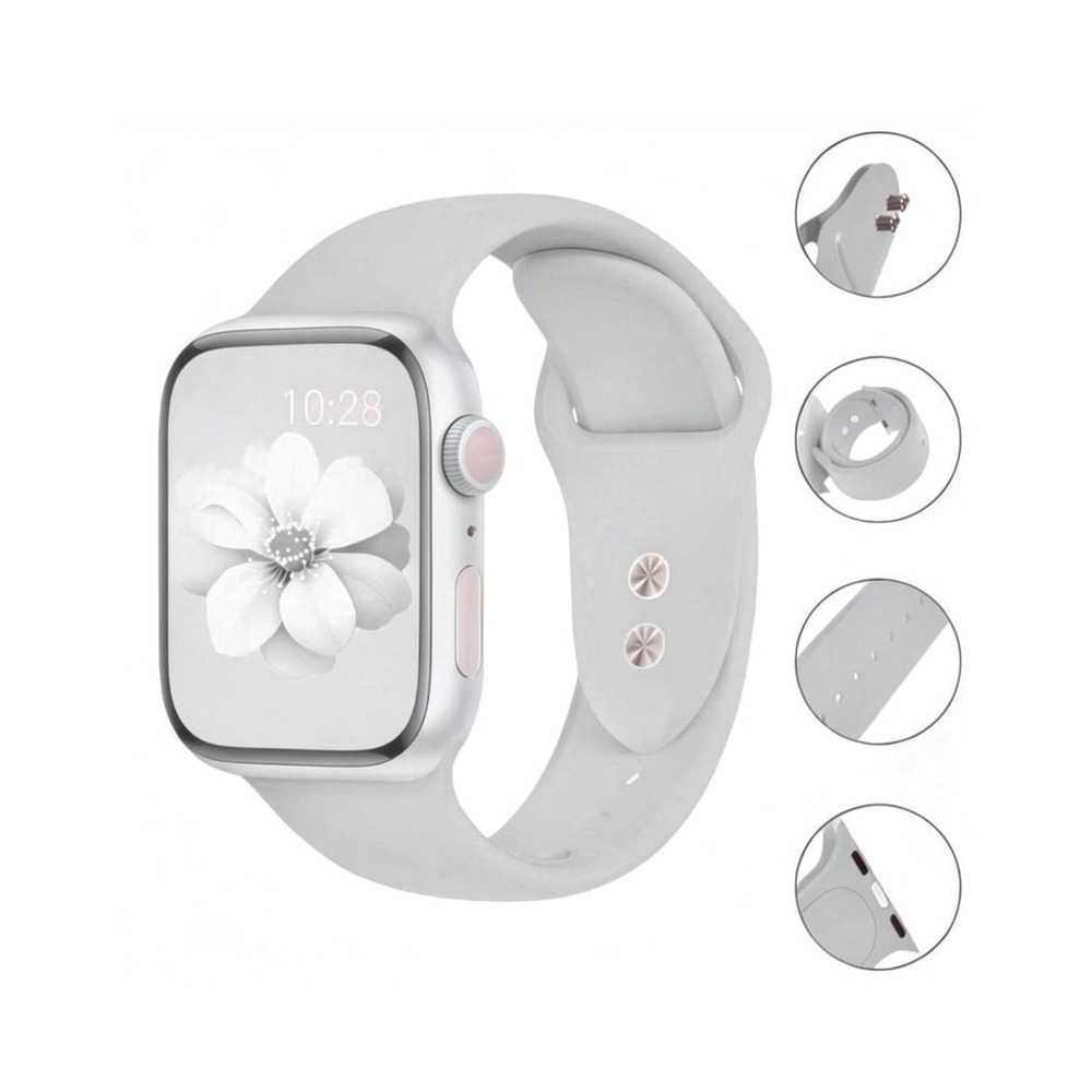 Apple iWatch Compatible Ultra SE Sporty Gray Silicone Watch Band 38/40/41/42mm